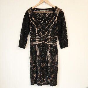 Sue Wong Nocturne Lace Embellish Cocktail Dress Zip Sz 10 FairyGrunge Whimsigoth